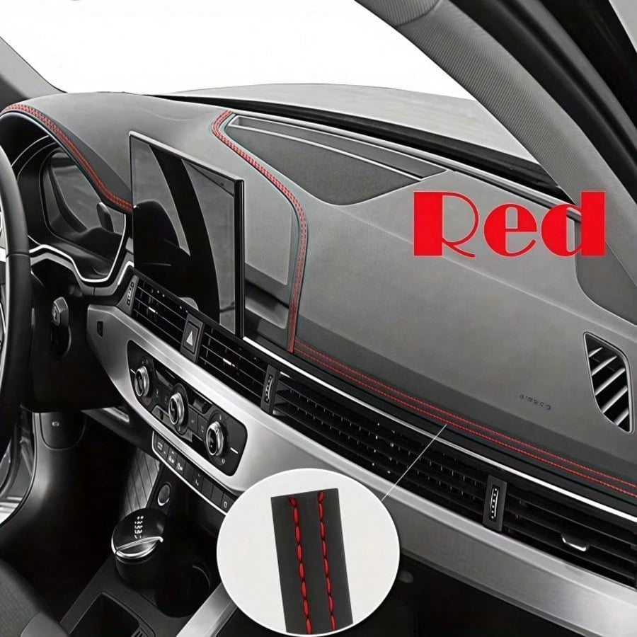 2m Car Faux Leather Stitching Decorative Strip, Automotive Center Console Door Panel Gap Embedded Interior Trim, Red Stitching Luxury Style Car Interior Detail Enhancement Strip, Freely Cuttable To Fi