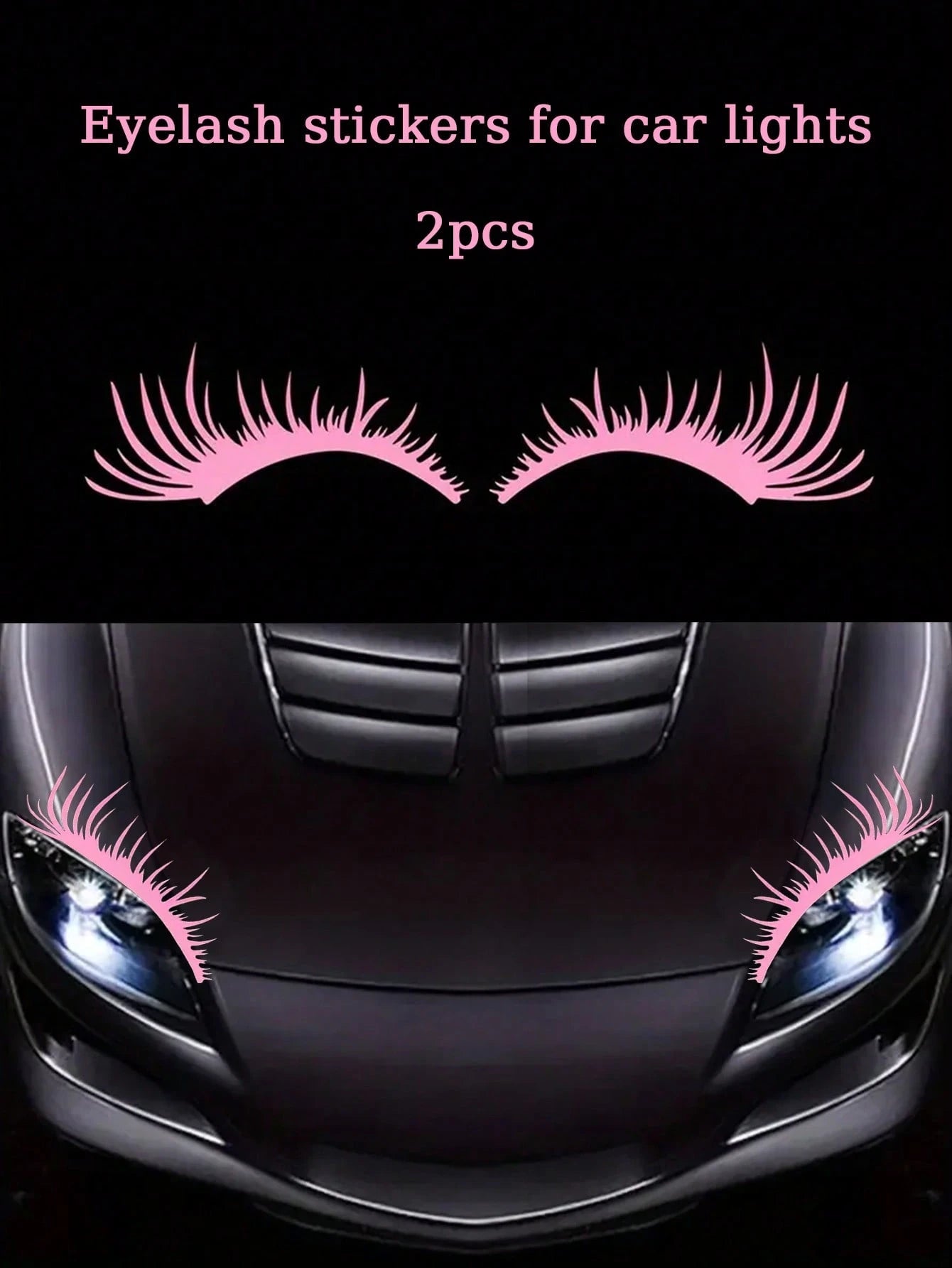 2pcs/1 Set Car Headlights Realistic Lash Stickers For Car Truck Light Bumper Decoration Vinyl Waterproof Decal DIY Large Fashion Sticker