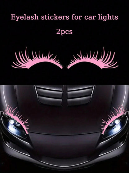 2pcs/1 Set Car Headlights Realistic Lash Stickers For Car Truck Light Bumper Decoration Vinyl Waterproof Decal DIY Large Fashion Sticker