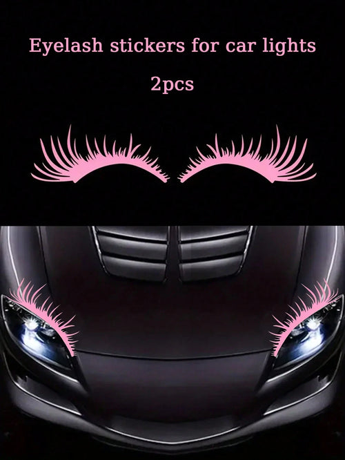 2pcs/1 Set Car Headlights Realistic Lash Stickers For Car Truck Light Bumper Decoration Vinyl Waterproof Decal DIY Large Fashion Sticker