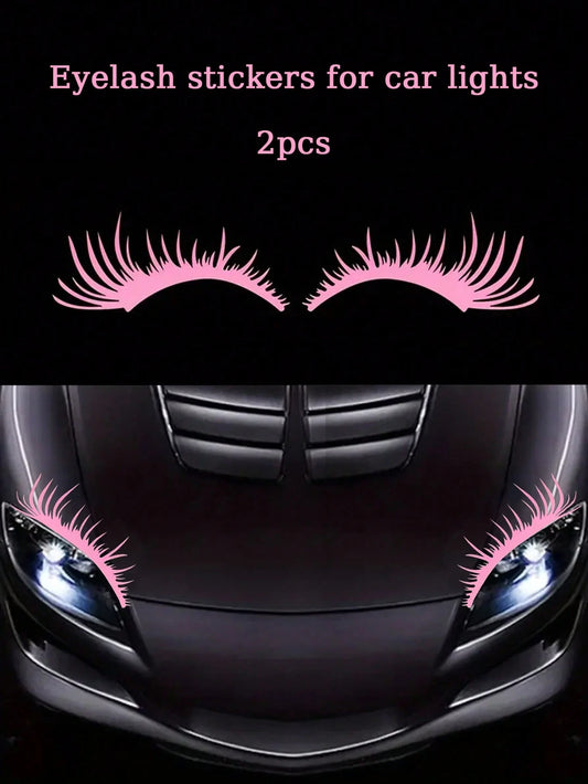 2pcs/1 Set Car Headlights Realistic Lash Stickers For Car Truck Light Bumper Decoration Vinyl Waterproof Decal DIY Large Fashion Sticker
