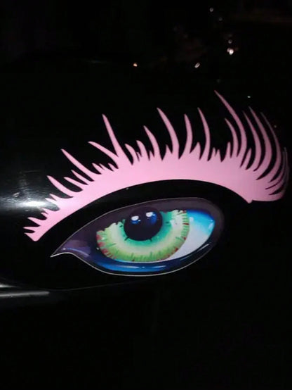 2pcs/1 Set Car Headlights Realistic Lash Stickers For Car Truck Light Bumper Decoration Vinyl Waterproof Decal DIY Large Fashion Sticker