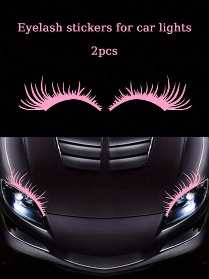 2pcs/1 Set Car Headlights Realistic Lash Stickers For Car Truck Light Bumper Decoration Vinyl Waterproof Decal DIY Large Fashion Sticker