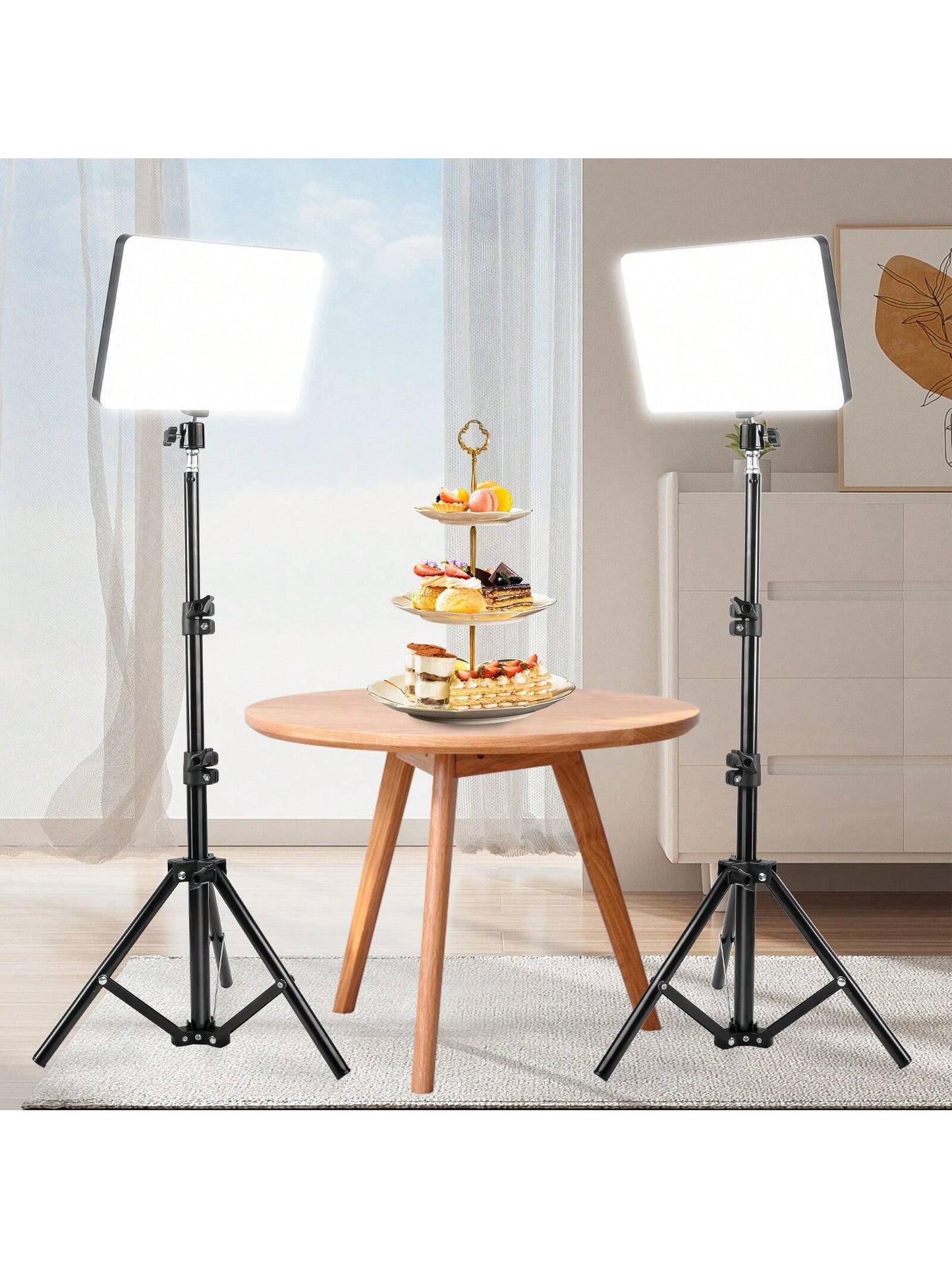 2PCS 10 Inch Square LED Video Lights With Adjustable 110cm Tripod, USB Power Supply, Suitable For Live Streaming And Photography, Portable Multifunctional Fill Light, Studio Lighting Kit, Suitable For