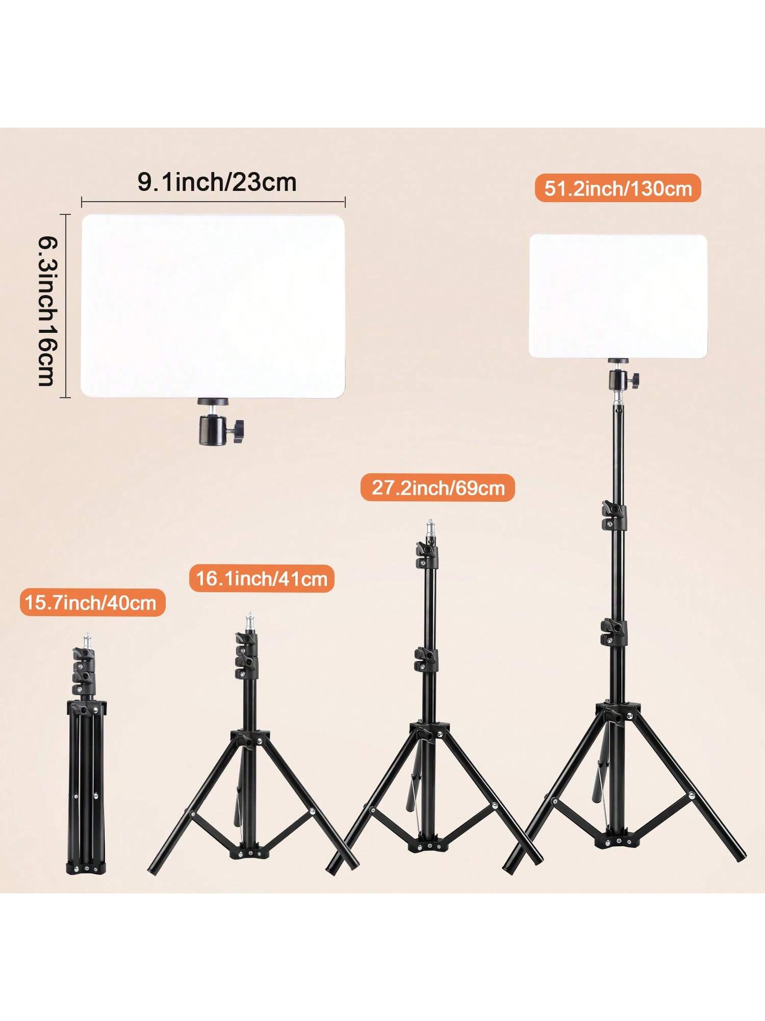 2PCS 10 Inch Square LED Video Lights With Adjustable 110cm Tripod, USB Power Supply, Suitable For Live Streaming And Photography, Portable Multifunctional Fill Light, Studio Lighting Kit, Suitable For