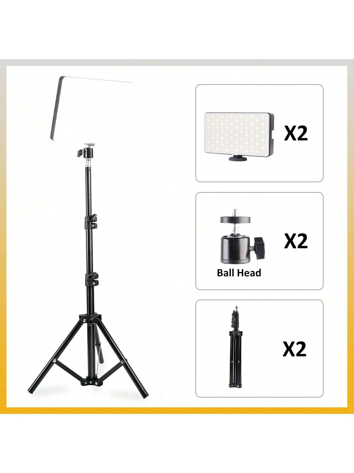 2PCS 10 Inch Square LED Video Lights With Adjustable 110cm Tripod, USB Power Supply, Suitable For Live Streaming And Photography, Portable Multifunctional Fill Light, Studio Lighting Kit, Suitable For