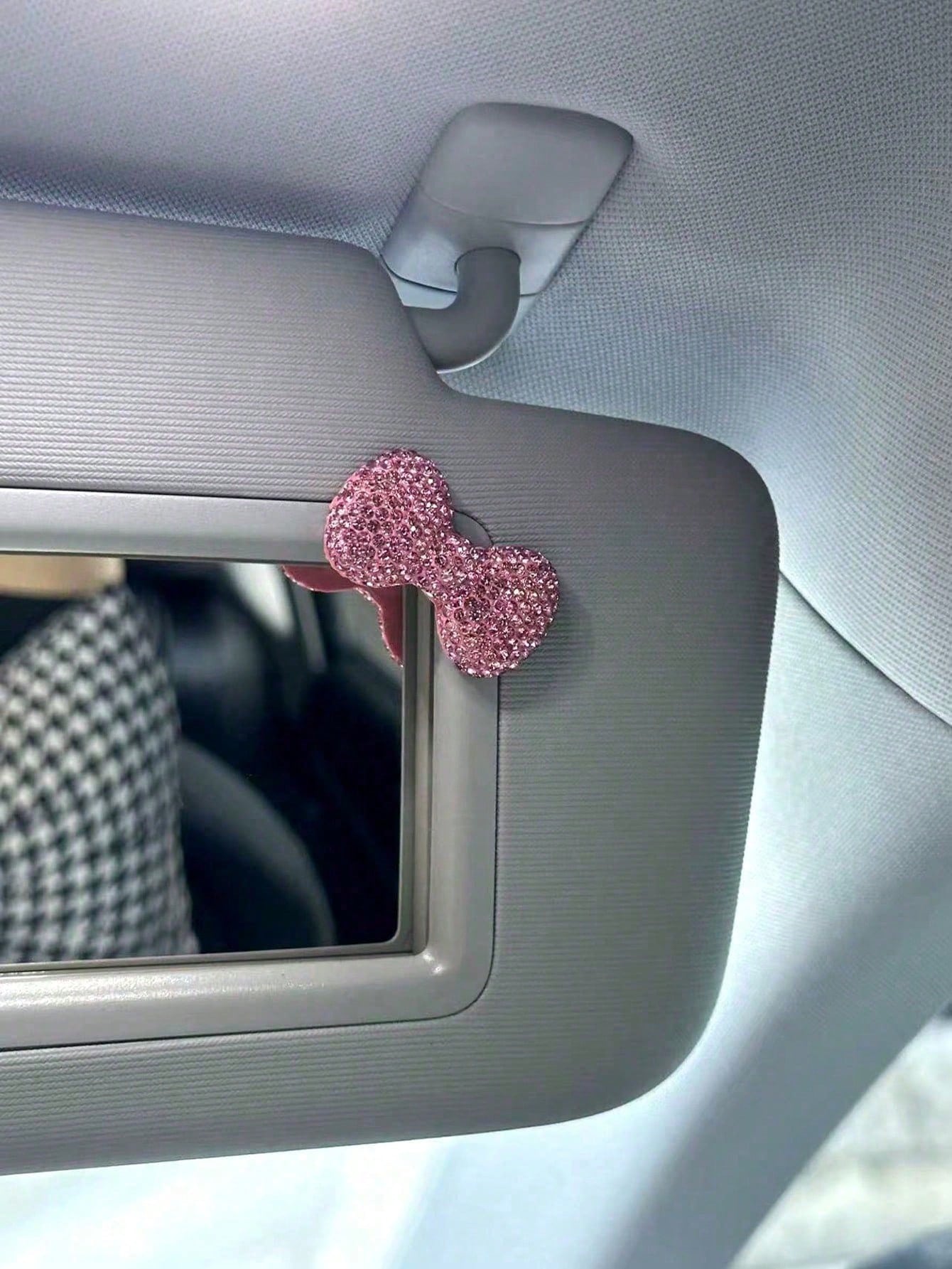 2pcs/1pc Rhinestone Bow Car Sun Visor Clip Decor, Universal Cute Car Accessories Suitable For Women And Girls, Ideal DIY Gift For Car Interior Decoration