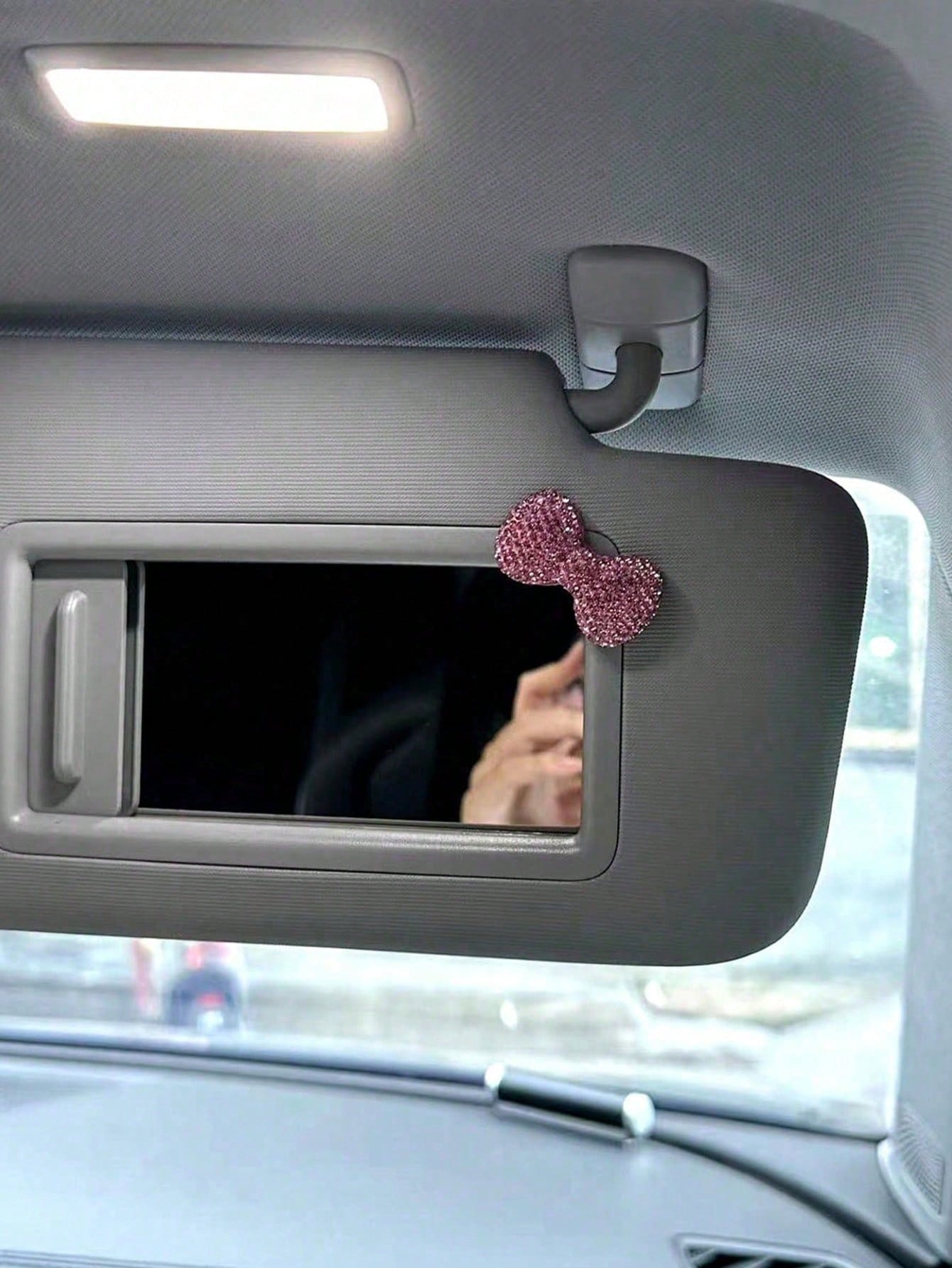 2pcs/1pc Rhinestone Bow Car Sun Visor Clip Decor, Universal Cute Car Accessories Suitable For Women And Girls, Ideal DIY Gift For Car Interior Decoration