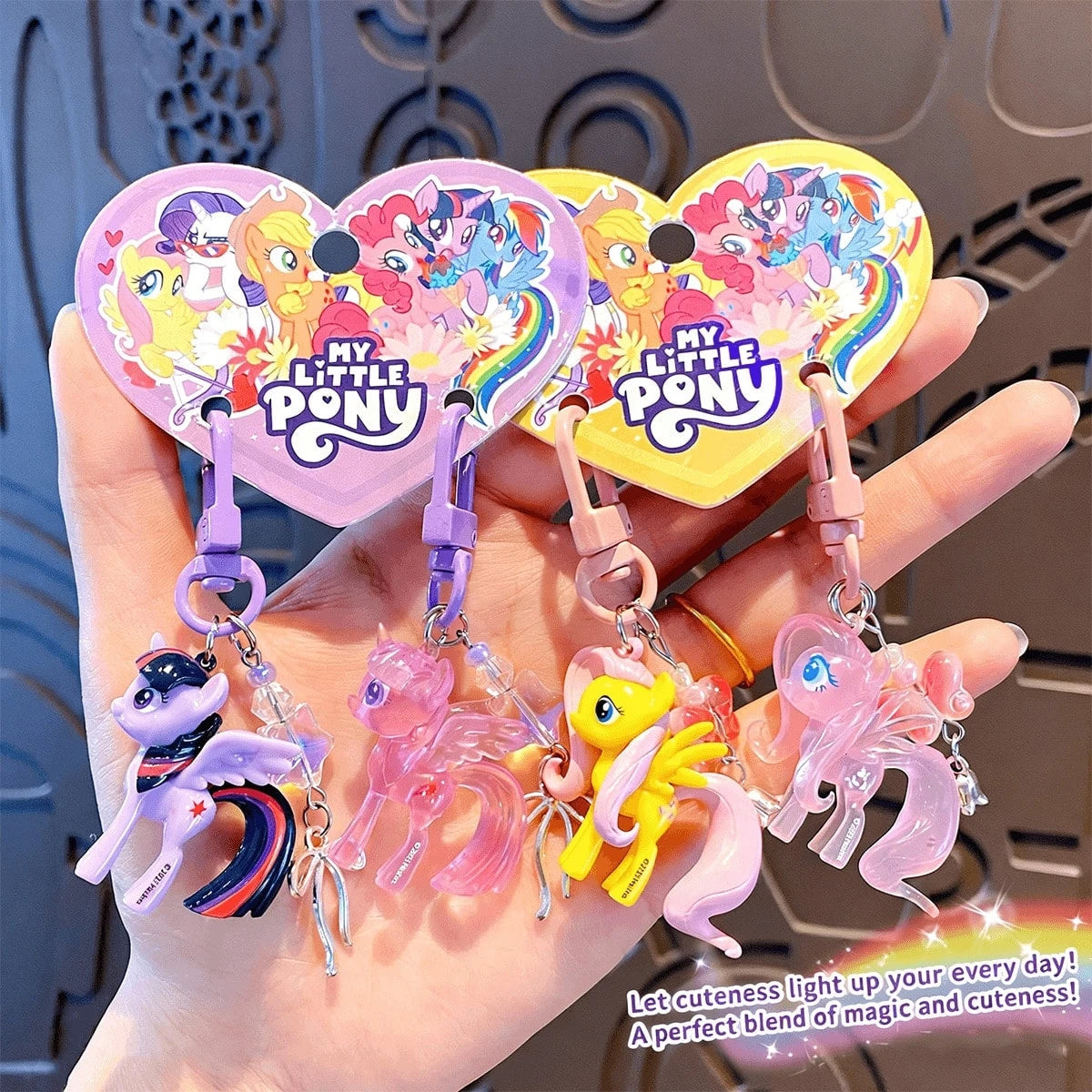 2pcs/1set My Little Pony Cartoon Cute Keychain Set (Pair), Transparent Design, With Adorable Twilight Sparkle And Rainbow Dash Backpack Charms. This Colorful My Little Pony Themed Gift Accessory Is Pe