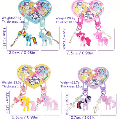 2pcs/1set My Little Pony Cartoon Cute Keychain Set (Pair), Transparent Design, With Adorable Twilight Sparkle And Rainbow Dash Backpack Charms. This Colorful My Little Pony Themed Gift Accessory Is Pe