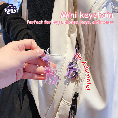 2pcs/1set My Little Pony Cartoon Cute Keychain Set (Pair), Transparent Design, With Adorable Twilight Sparkle And Rainbow Dash Backpack Charms. This Colorful My Little Pony Themed Gift Accessory Is Pe