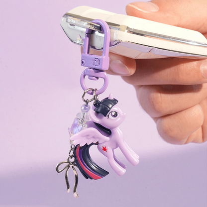 2pcs/1set My Little Pony Cartoon Cute Keychain Set (Pair), Transparent Design, With Adorable Twilight Sparkle And Rainbow Dash Backpack Charms. This Colorful My Little Pony Themed Gift Accessory Is Pe