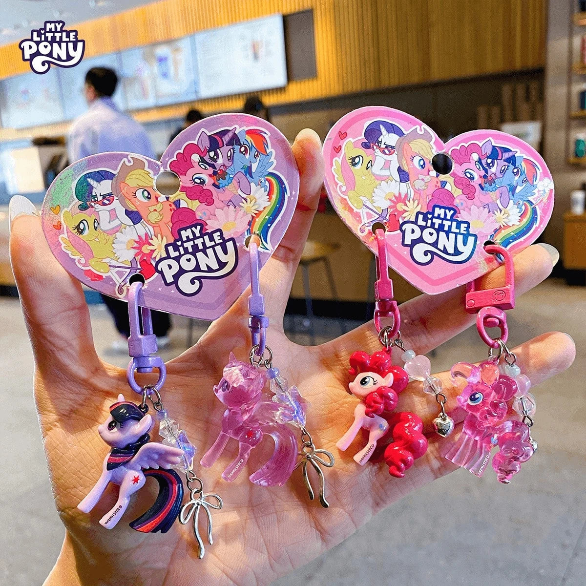 2pcs/1set My Little Pony Cartoon Cute Keychain Set (Pair), Transparent Design, With Adorable Twilight Sparkle And Rainbow Dash Backpack Charms. This Colorful My Little Pony Themed Gift Accessory Is Pe