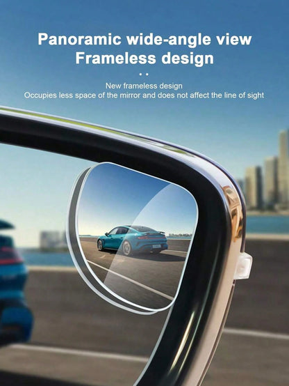 2pcs 360° Rotating Frameless Car Rearview Blind Spot Mirrors, Silver