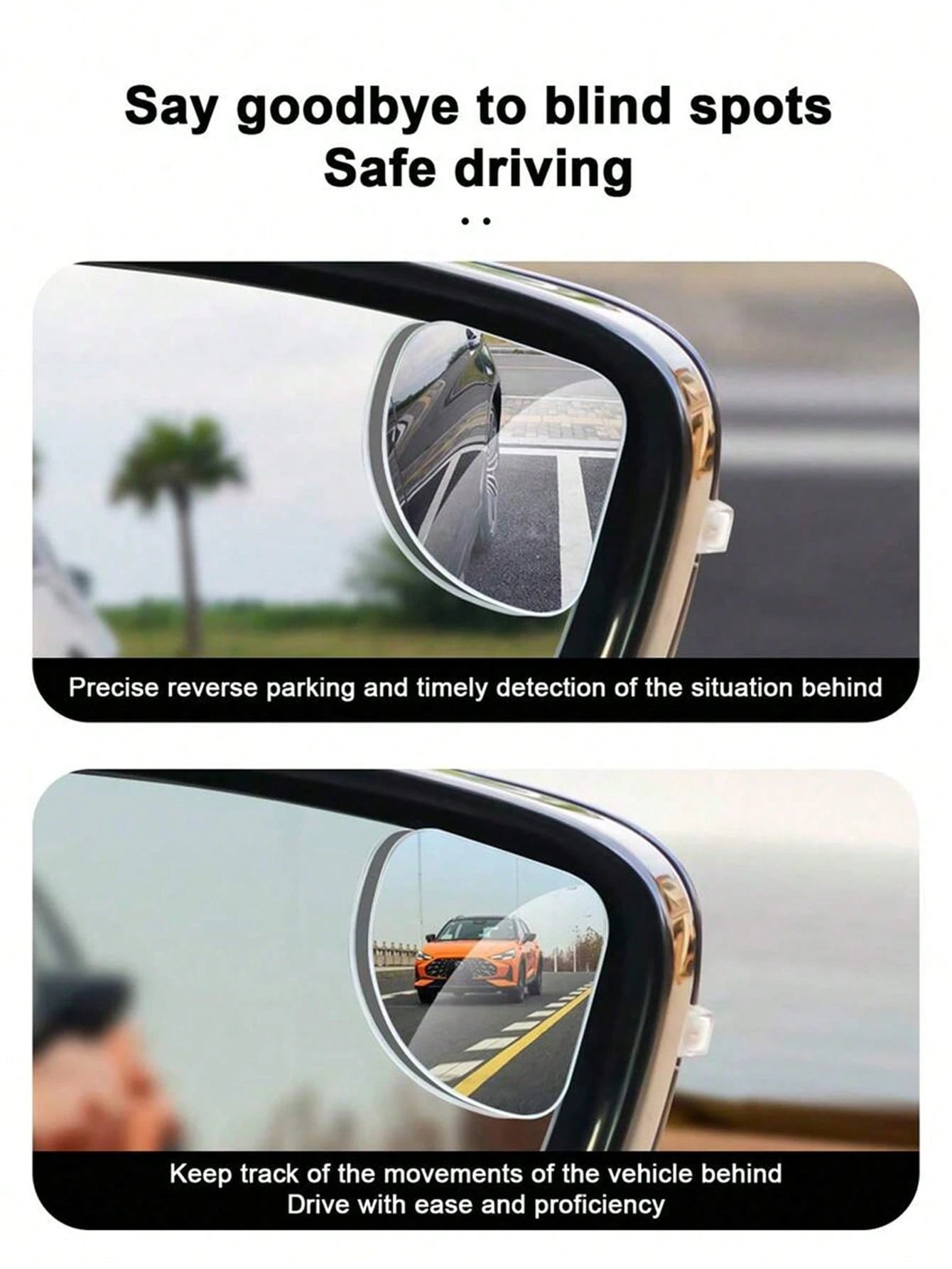 2pcs 360° Rotating Frameless Car Rearview Blind Spot Mirrors, Silver