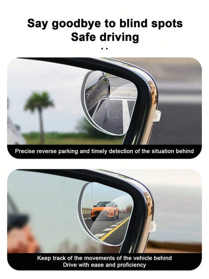 2pcs 360° Rotating Frameless Car Rearview Blind Spot Mirrors, Silver