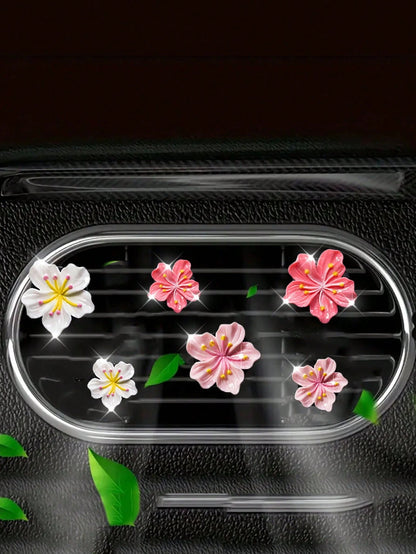 2pcs/4pcs/6pcs Set Sakura Car Air Fresheners Clips, Decorative Fragrance Clips For Car AC Vent