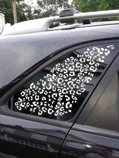 2pcs 5.9*5.9 Inch Metal Reflective Stickers, Leopard Print & Cow Print, Black Geometric Pattern, Waterproof Easy-To-Apply DIY Decals, Suitable For Cars, Rearview Mirrors, Windows, Phones, Bicycles And