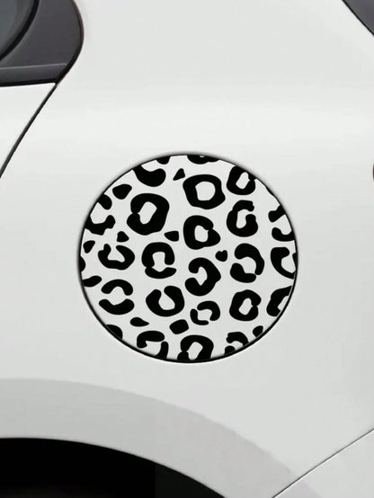 2pcs 5.9*5.9 Inch Metal Reflective Stickers, Leopard Print & Cow Print, Black Geometric Pattern, Waterproof Easy-To-Apply DIY Decals, Suitable For Cars, Rearview Mirrors, Windows, Phones, Bicycles And