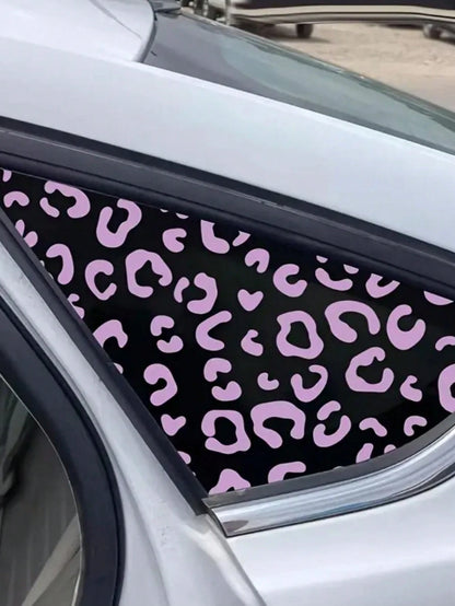 2pcs 5.9*5.9 Inch Metal Reflective Stickers, Leopard Print & Cow Print, Black Geometric Pattern, Waterproof Easy-To-Apply DIY Decals, Suitable For Cars, Rearview Mirrors, Windows, Phones, Bicycles And