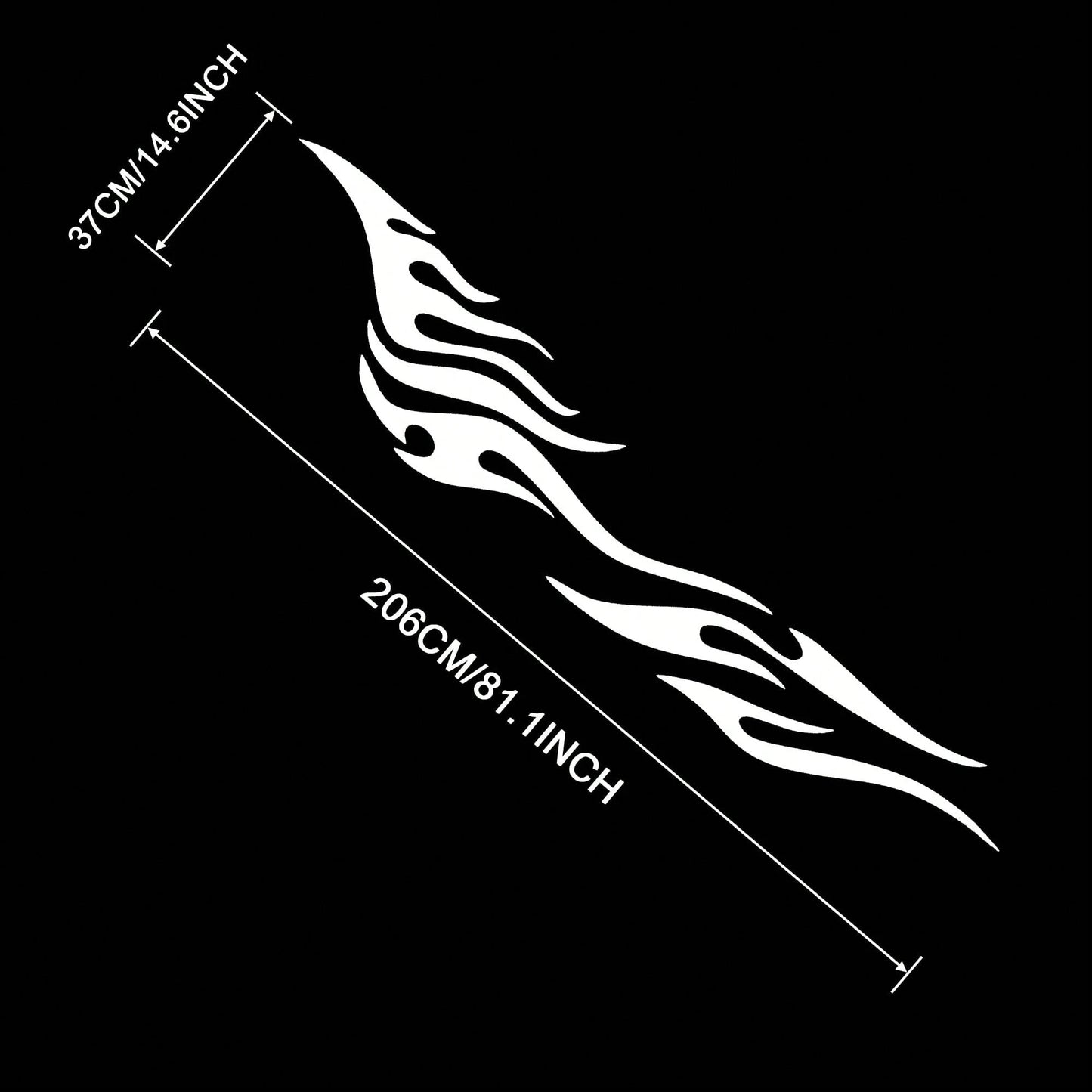 2Pcs 81 Inch Black Flame Racing Vinyl Car Side Decals, Waterproof Universal Body Stickers For Truck SUV Off-Road Vehicles