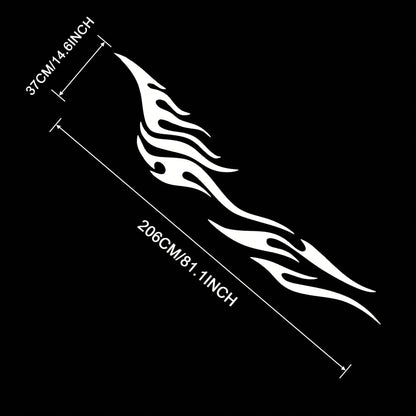 2Pcs 81 Inch Black Flame Racing Vinyl Car Side Decals, Waterproof Universal Body Stickers For Truck SUV Off-Road Vehicles