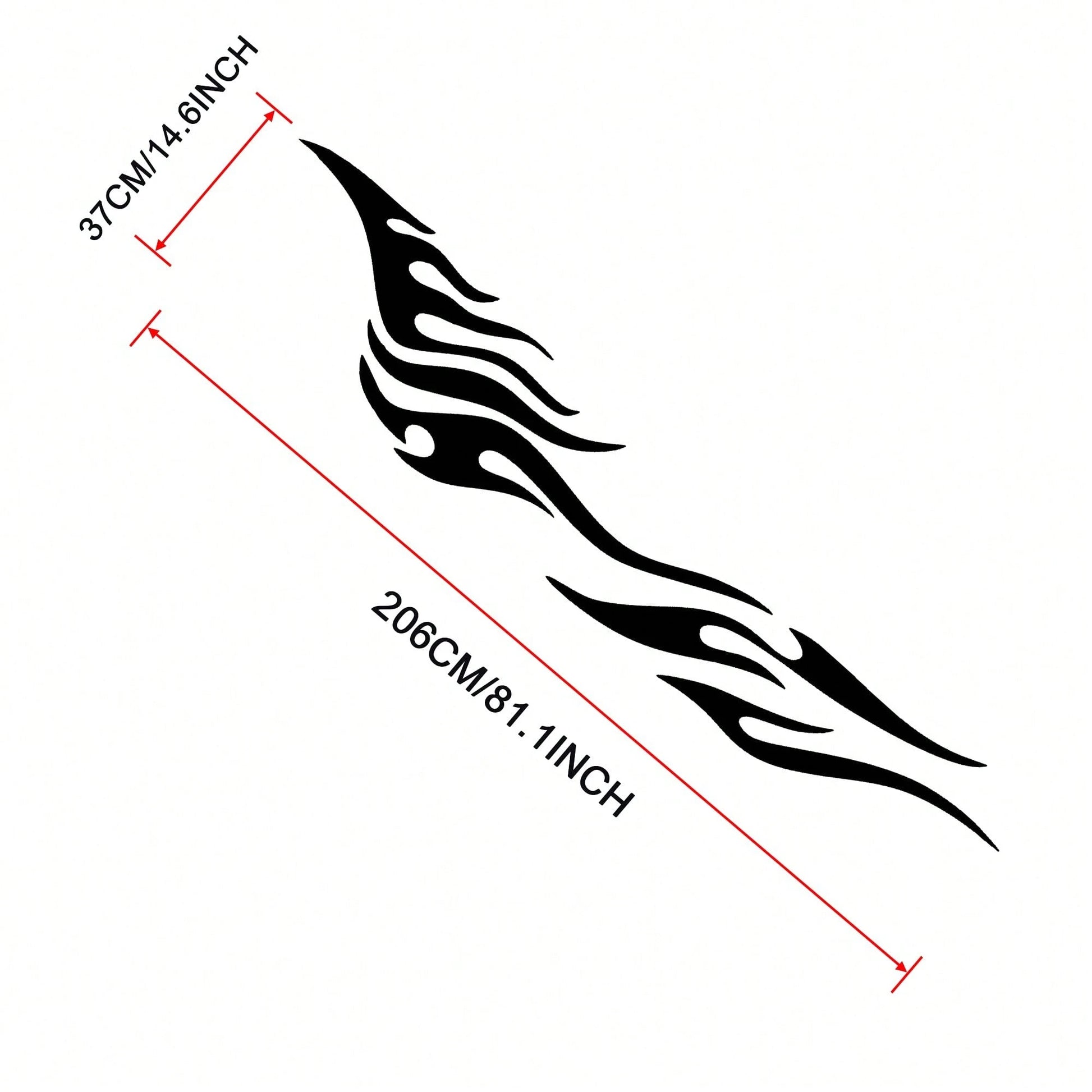2Pcs 81 Inch Black Flame Racing Vinyl Car Side Decals, Waterproof Universal Body Stickers For Truck SUV Off-Road Vehicles