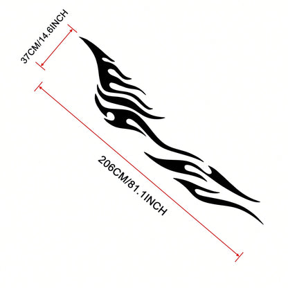 2Pcs 81 Inch Black Flame Racing Vinyl Car Side Decals, Waterproof Universal Body Stickers For Truck SUV Off-Road Vehicles