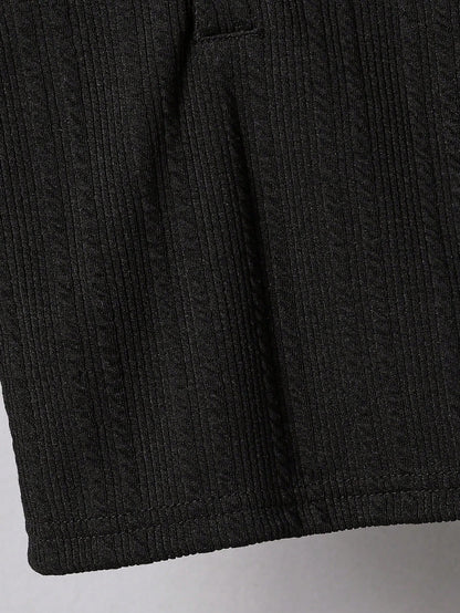 2pcs Baby Boy Polo Collar Rib-Knit Jacquard Shirt And Casual Long Pants Set, Suitable For Autumn