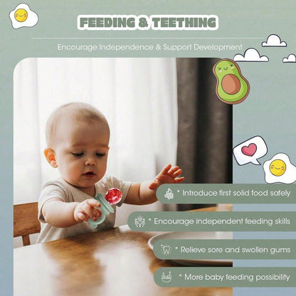 2PCS Baby Food Feeder Set, Silicone Fruit Feeder With S/M/L Pouches & Breastmilk Popsicle Freezer Tray With Lid, Baby Feeding Essentials