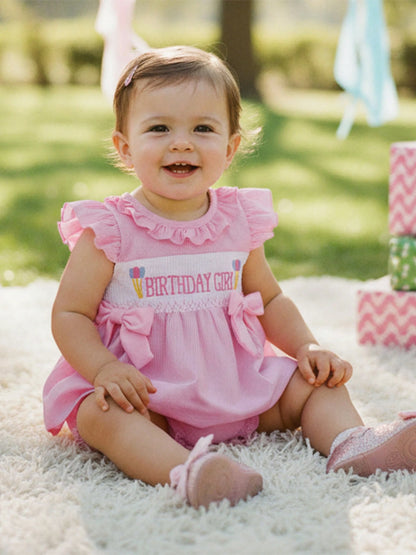 2Pcs Baby Girl Birthday Outfits Ruffle Sleeveless Bowknot Tank Tops + Shorts Set Toddler Clothes