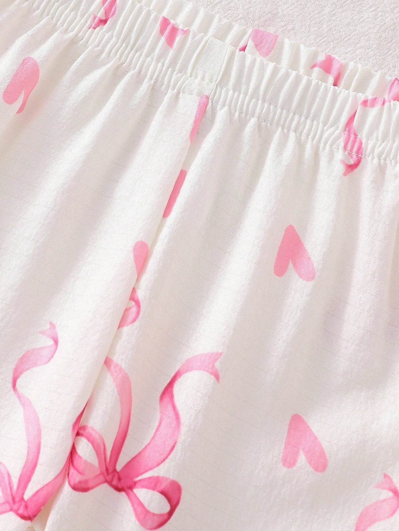 2pcs Baby Girls' Light Pink Bow Print Long Sleeve Cardigan And Pants Pajama Set, Woven Fabric Cozy For Girl, Princess Gift Night Autumn Kawaii Cute