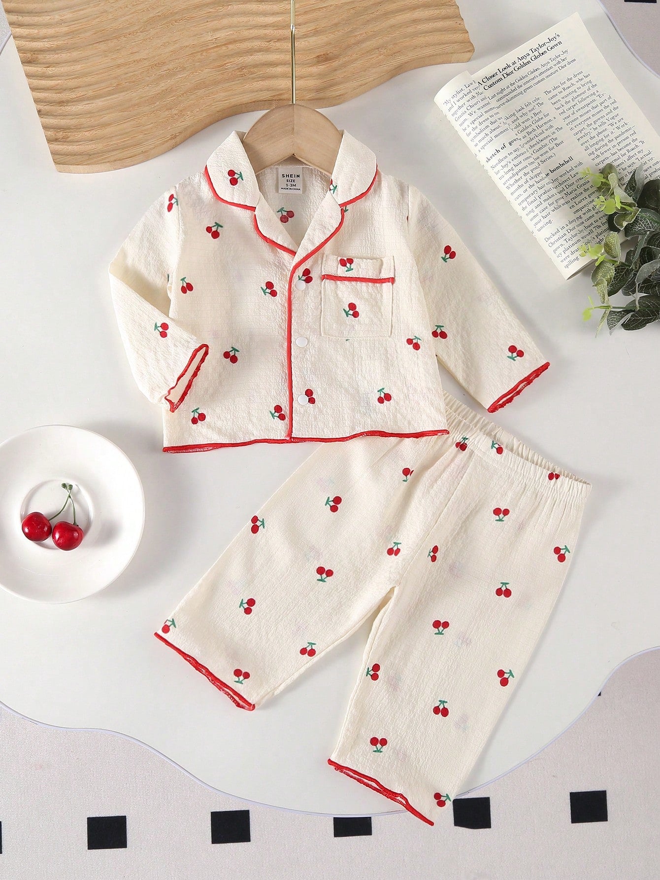 2pcs Baby Girls' Light Pink Bow Print Long Sleeve Cardigan And Pants Pajama Set, Woven Fabric Cozy For Girl, Princess Gift Night Autumn Kawaii Cute