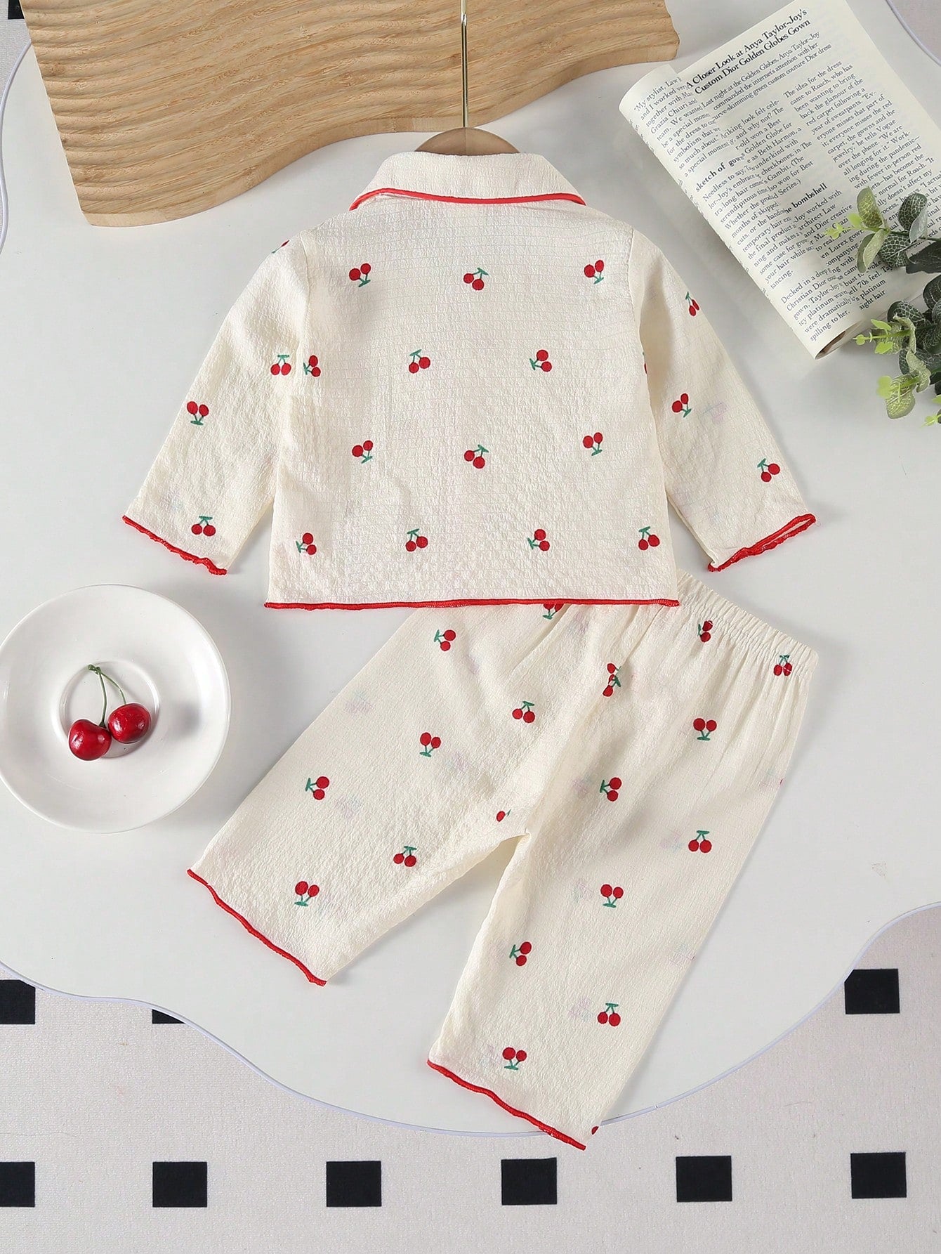2pcs Baby Girls' Light Pink Bow Print Long Sleeve Cardigan And Pants Pajama Set, Woven Fabric Cozy For Girl, Princess Gift Night Autumn Kawaii Cute