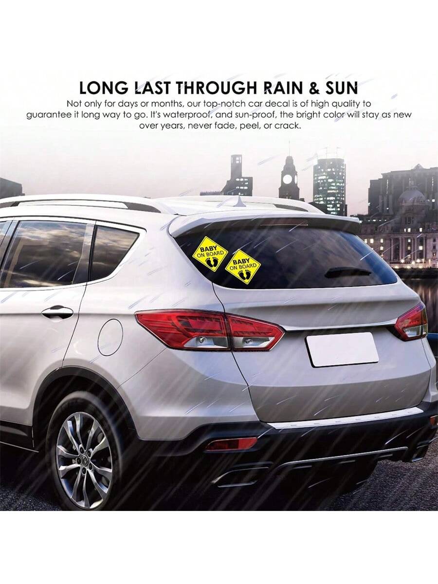 2pcs "Baby On Board" Car Stickers, Self-Adhesive Vehicle Decals, Easy To Install, Waterproof
