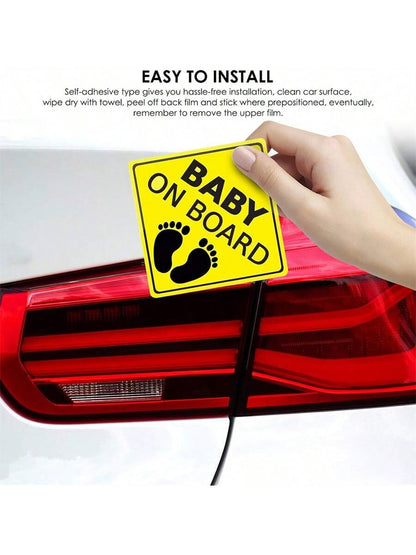2pcs "Baby On Board" Car Stickers, Self-Adhesive Vehicle Decals, Easy To Install, Waterproof
