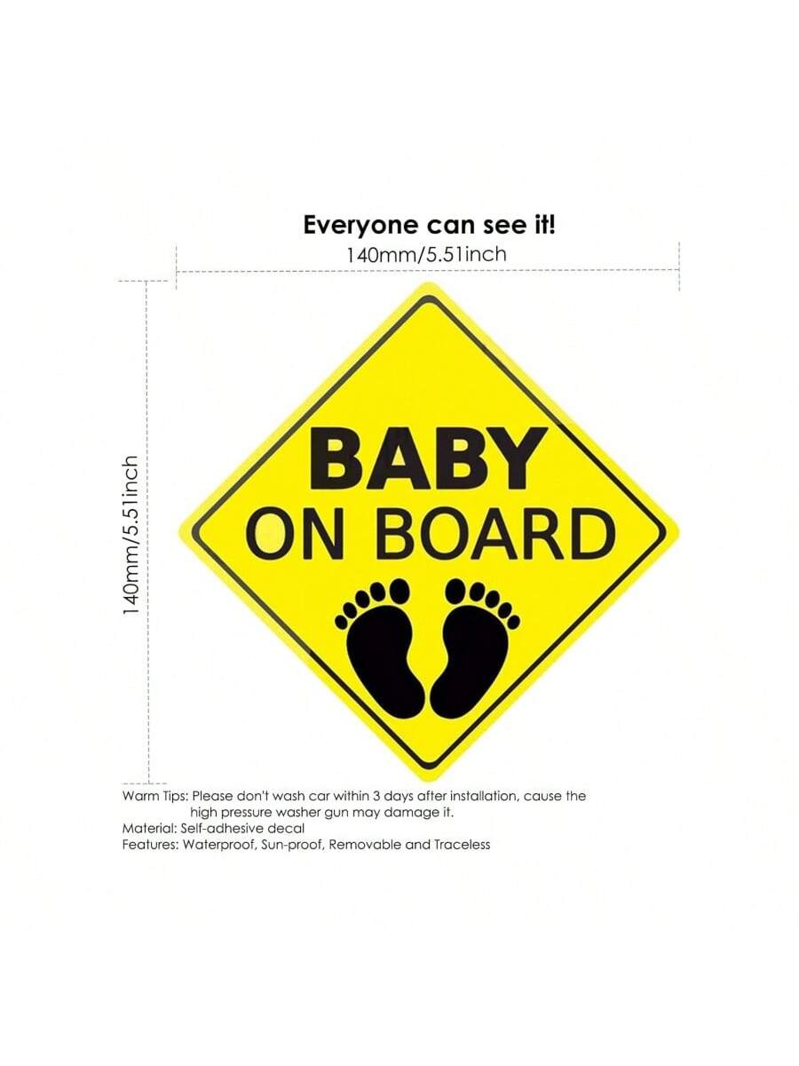 2pcs "Baby On Board" Car Stickers, Self-Adhesive Vehicle Decals, Easy To Install, Waterproof