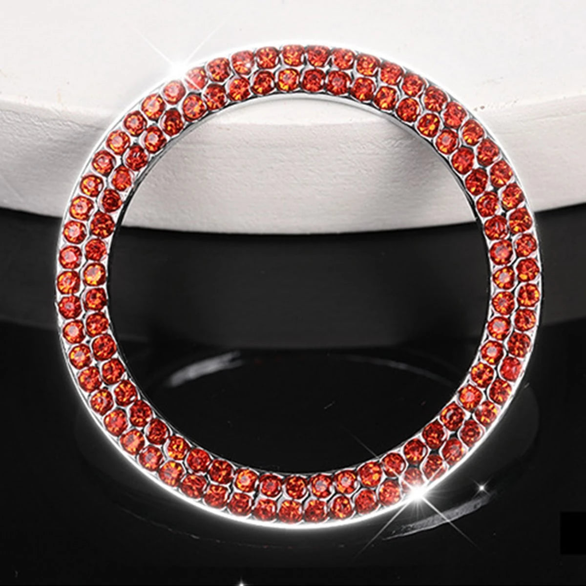 2pcs Black Rhinestone Car Engine Start/Stop Button Ring, Shiny Crystal One-Touch Start Button Decorative Cover, Universal Car Interior Accessory