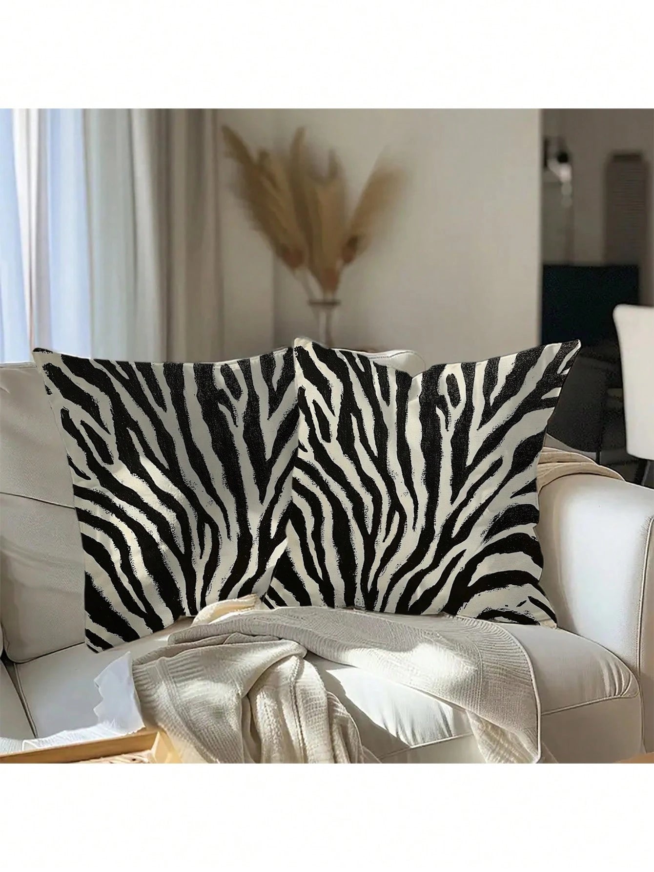2pcs Black & White Abstract Texture Pillow Covers, 18" X 18", Decorative Throw Pillow Cases, Square Cushion Covers, Machine Washable With Zipper Closure, Suitable For Sofa, Bed, Bedroom, Car And Livin