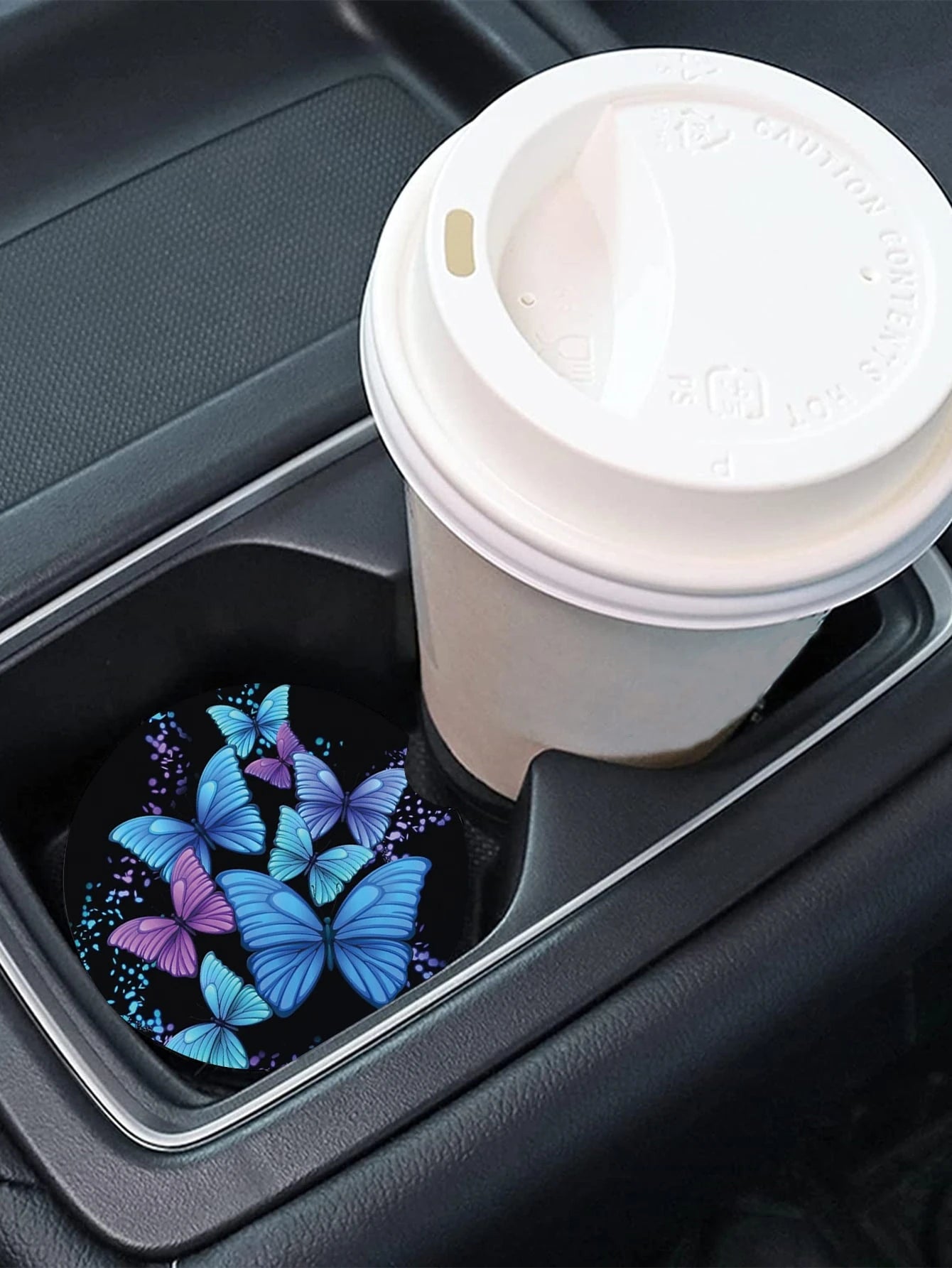 2pcs Butterfly Pattern Car Coaster