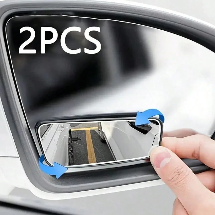 2pcs Car Oval Blind Spot Mirror, Universal Front-Mount Flat Wide-Angle Adjustable Side Rearview Mirror, Suitable For Multiple Car Models