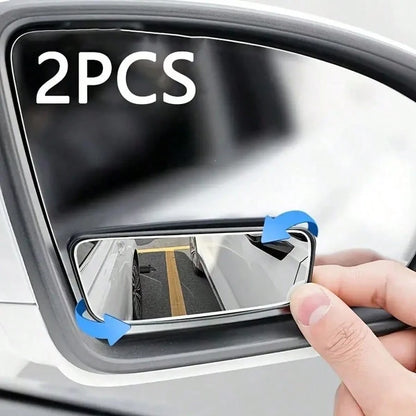 2pcs Car Oval Blind Spot Mirror, Universal Front-Mount Flat Wide-Angle Adjustable Side Rearview Mirror, Suitable For Multiple Car Models