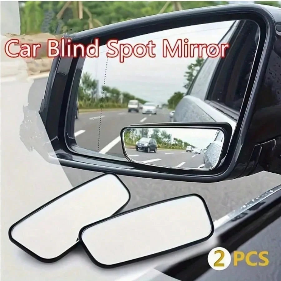 2pcs Car Oval Blind Spot Mirror, Universal Front-Mount Flat Wide-Angle Adjustable Side Rearview Mirror, Suitable For Multiple Car Models