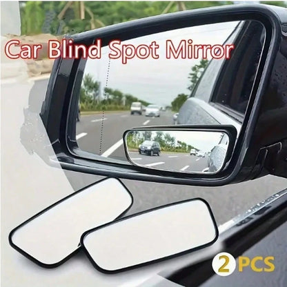 2pcs Car Oval Blind Spot Mirror, Universal Front-Mount Flat Wide-Angle Adjustable Side Rearview Mirror, Suitable For Multiple Car Models