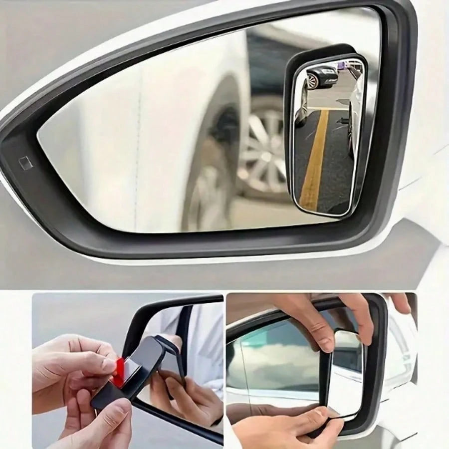 2pcs Car Oval Blind Spot Mirror, Universal Front-Mount Flat Wide-Angle Adjustable Side Rearview Mirror, Suitable For Multiple Car Models