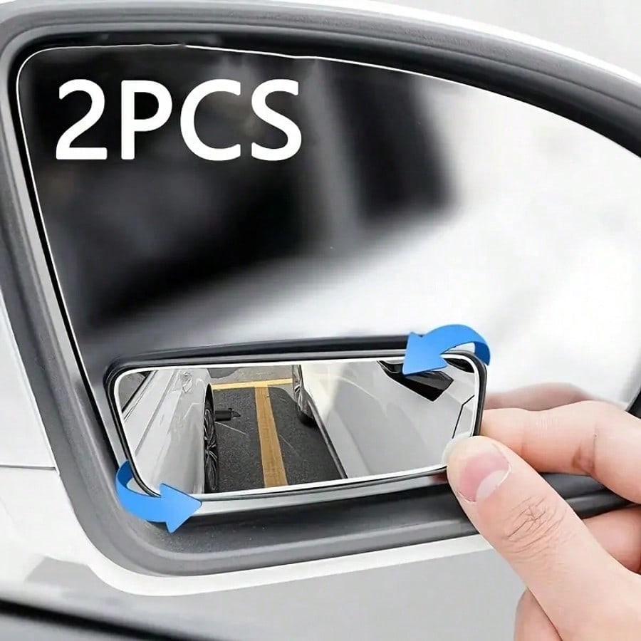 2pcs Car Oval Blind Spot Mirror, Universal Front-Mount Flat Wide-Angle Adjustable Side Rearview Mirror, Suitable For Multiple Car Models