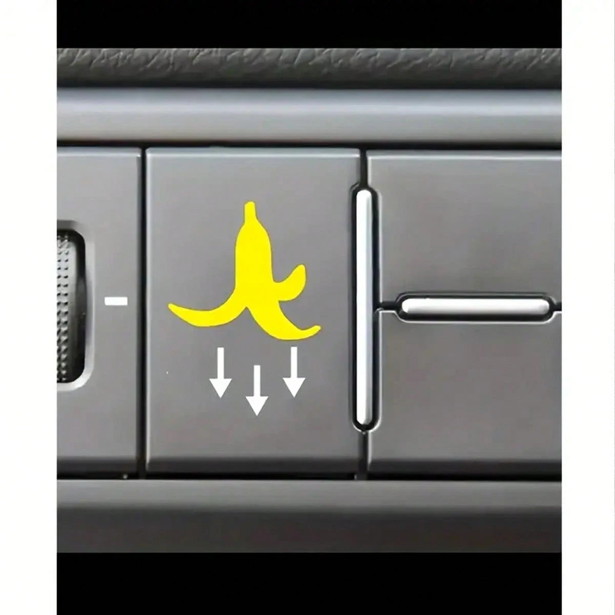 2pcs Car Stickers- Banana Peel Button Decals, Waterproof PVC Funny Motorcycle & Car Accessories, Yellow, Ideal For All Vehicles, Vehicle Decoration| Playful Design| Waterproof PVC