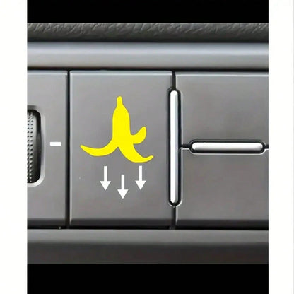 2pcs Car Stickers- Banana Peel Button Decals, Waterproof PVC Funny Motorcycle & Car Accessories, Yellow, Ideal For All Vehicles, Vehicle Decoration| Playful Design| Waterproof PVC