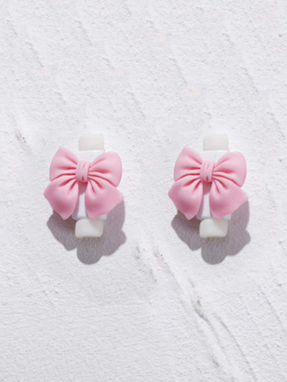 2pcs Cartoon Bowknot Shaped Data Cable Protective Cover Cable Protector, Charger Protector