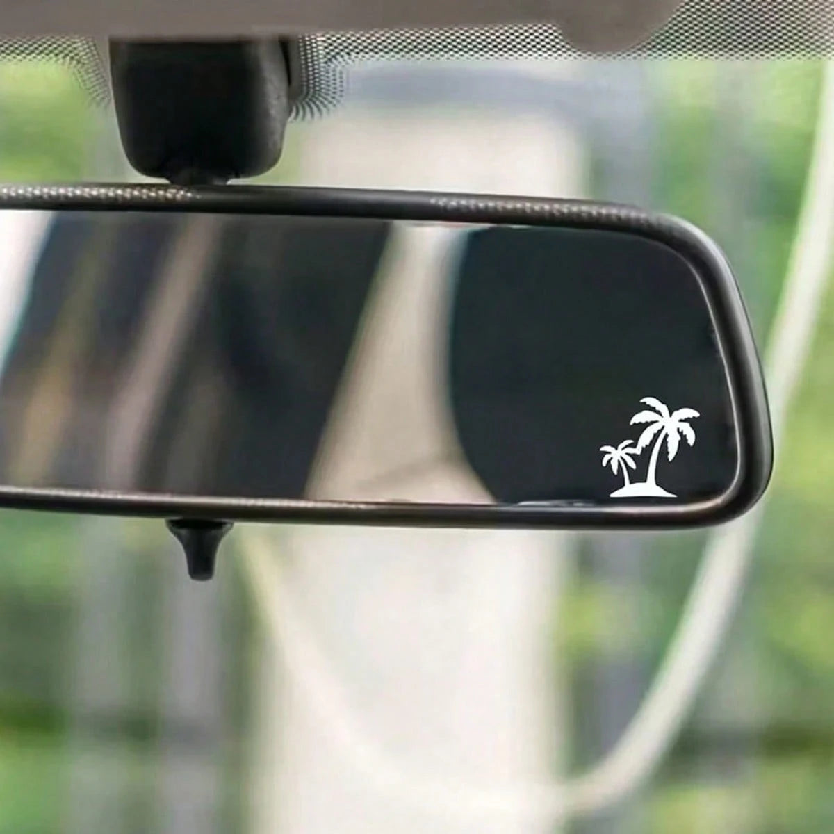 2pcs Cartoon Coconut Tree Pattern Rearview Mirror Stickers, Cute Coconut Tree Decorative Stickers Suitable For Car Window Glass Doors, Fashionable Car Decoration Stickers